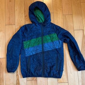 L.L. Bean Kids Navy and Forest Hooded Puffer Jacket